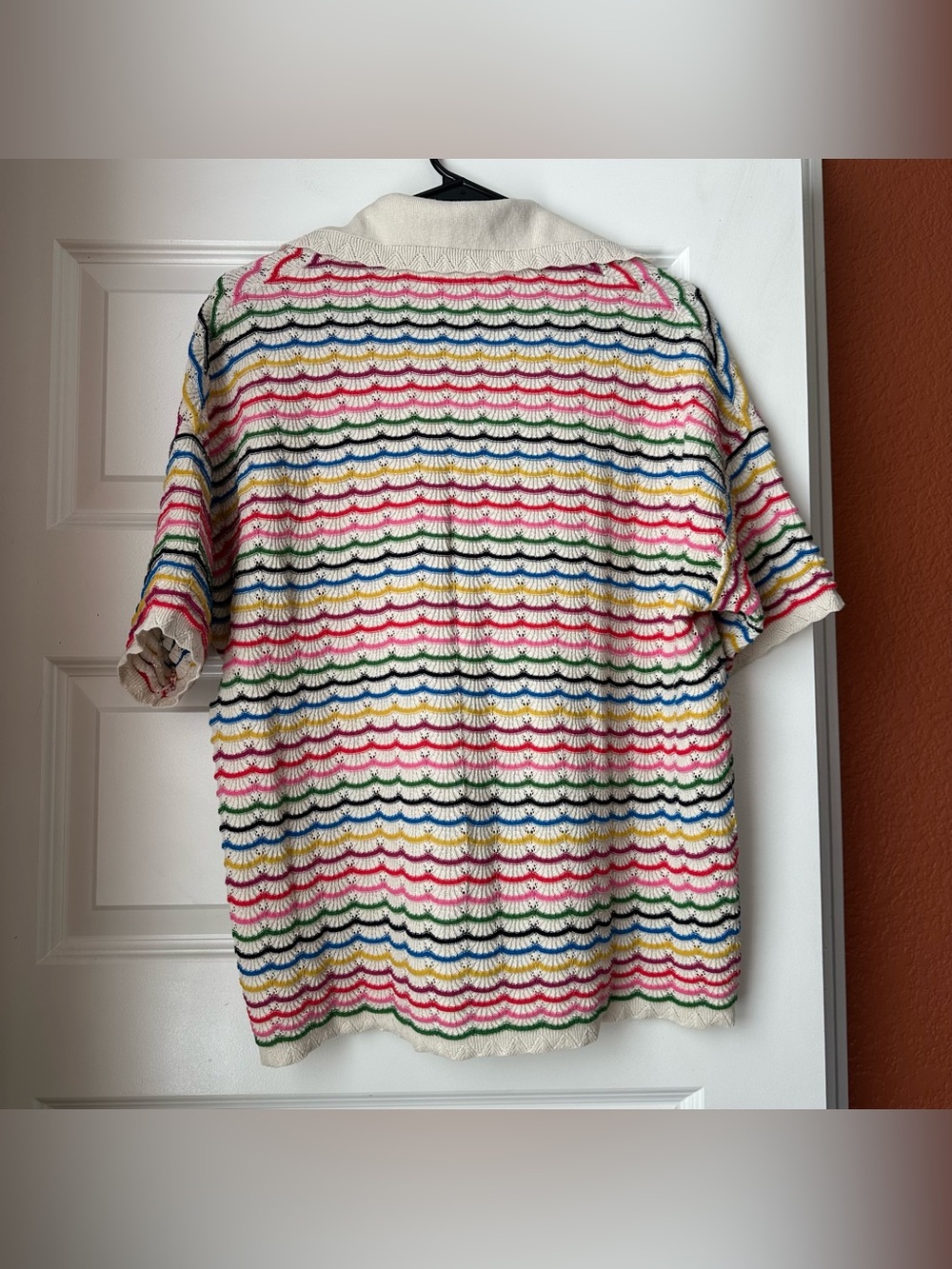 Boden Scallop Stripe Collard Henley Sweater MultiColor 100% Cotton Small - Picture 5 of 6